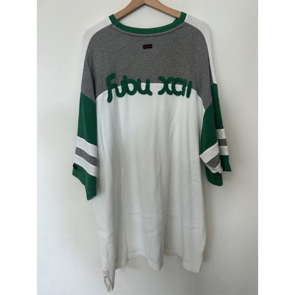 VTG Y2K Fubu Circa XCII Sweatshirt XXL Thick & Heavy Green Gray White‎ Hip Hop